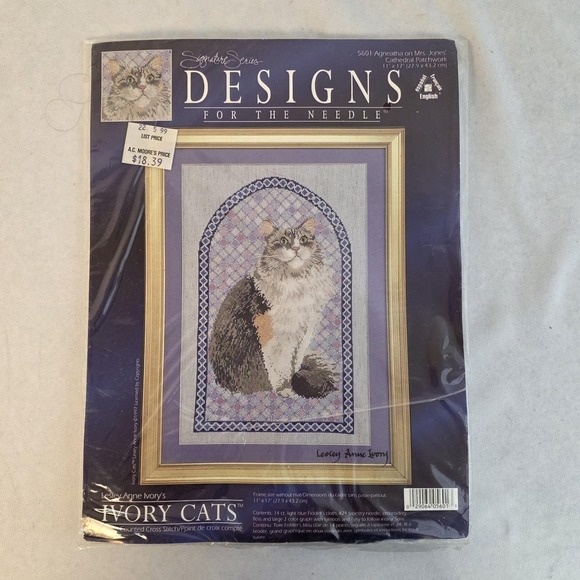 Designs For The Needle Ivory Cat Lesley Anne Cross Stitch Agneatha Cathedral Kit - Picture 2 of 7